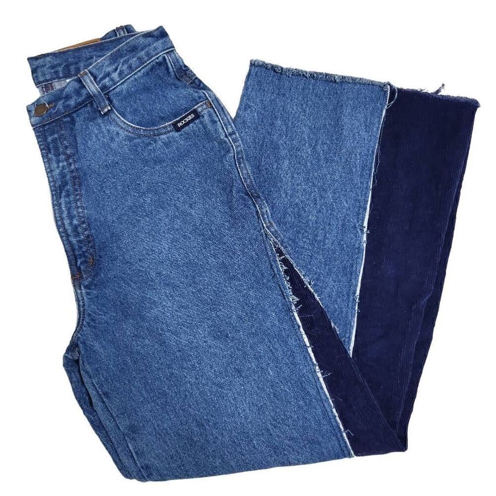 New Authentic Rockies Jeanswear Wide Leg High Rise Corduroy Side Panels Jeans Si